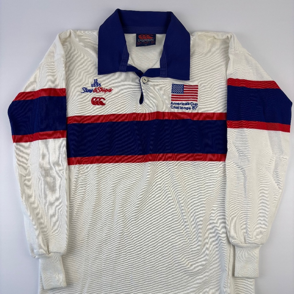 Vintage 1987 Stars and Striped Americas Cup Challenge Rugby Polo